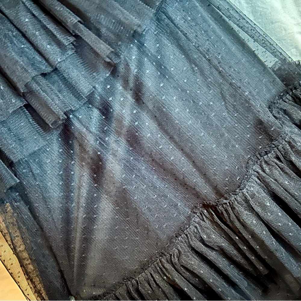 Lulus Pure Radiance Black Mesh Swiss Dot Tiered Maxi Dress, Size M - Picture 6 of 14